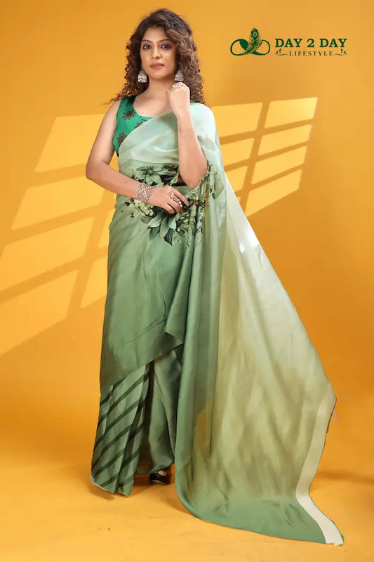 Sage Bloom Green – Ready to Wear in 1 Minute | Gorgeous Satin Fabric