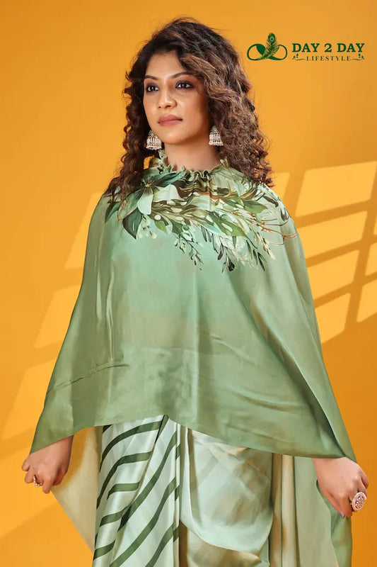 Sage Bloom Green – Ready to Wear in 1 Minute | Gorgeous Satin Fabric