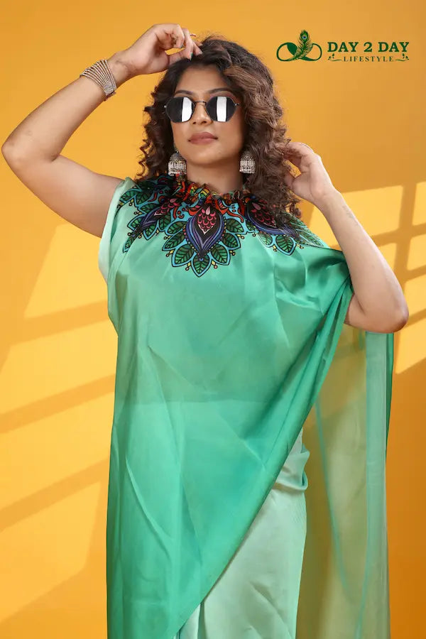 Peacock Mist Green – Ready to Wear in 1 Minute | Gorgeous Satin Fabric
