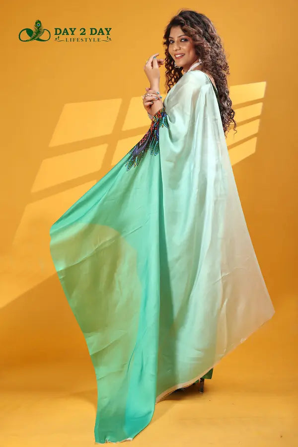 Peacock Mist Green – Ready to Wear in 1 Minute | Gorgeous Satin Fabric