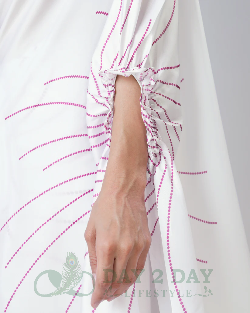 Spiral Radiance Freehand Saree – Ready to Wear in 1 Minute | Hands-Free Draping (White & Wine Pink)