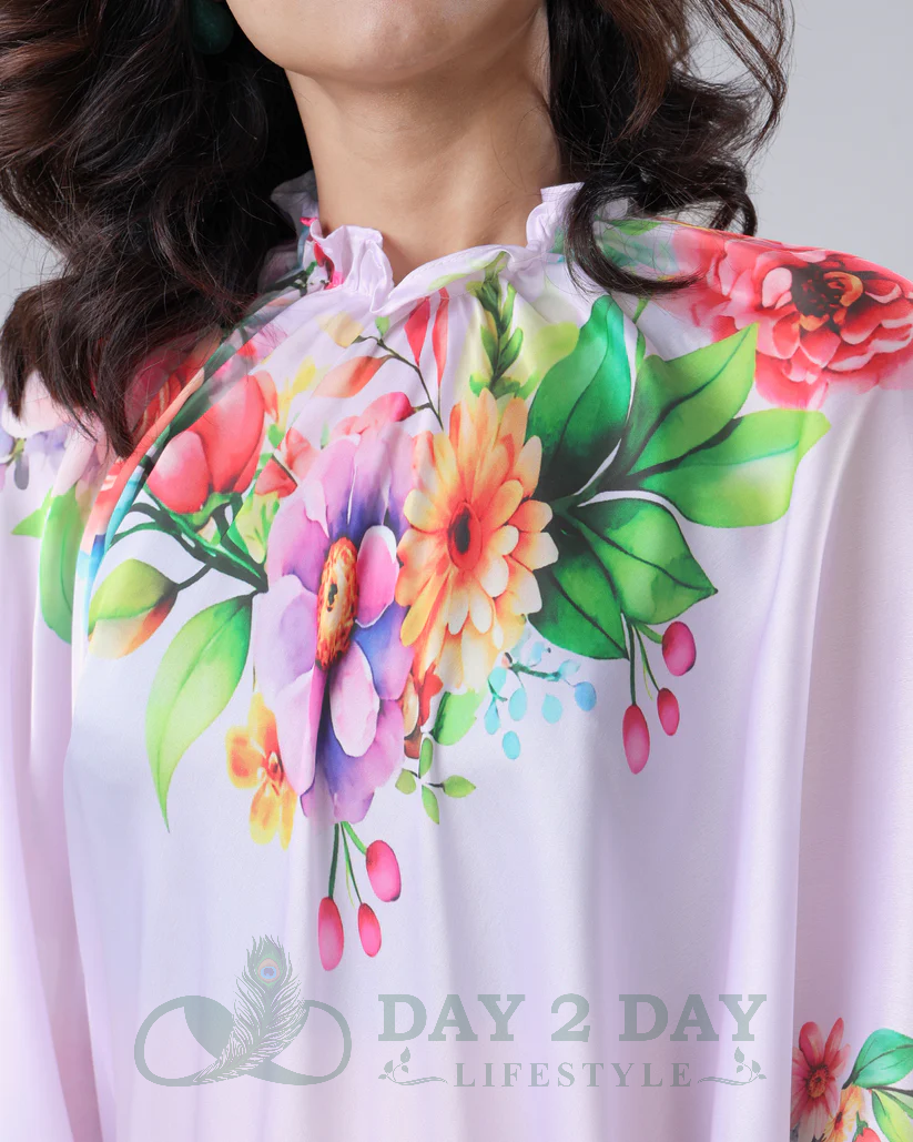 Garden Bloom Freehand Saree – Ready to Wear in 1 Minute | Hands-Free Draping (Lavender)
