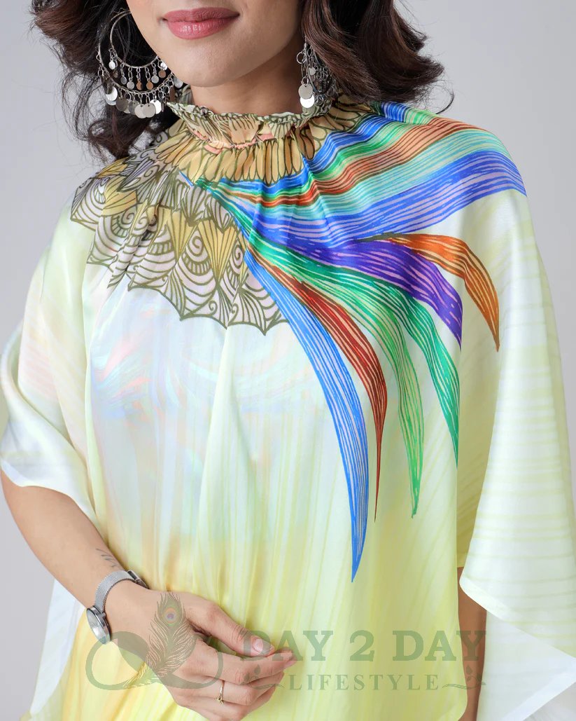 Feather Dreamcatcher Freehand Saree – Ready to Wear in 1 Minute | Hands-Free Draping (Pastel Yellow)