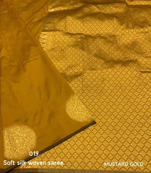 Yellow Kanjivaram Silk Saree with Golden Zari Polka Motifs & Traditional Contrast Border - Blouse Piece Included