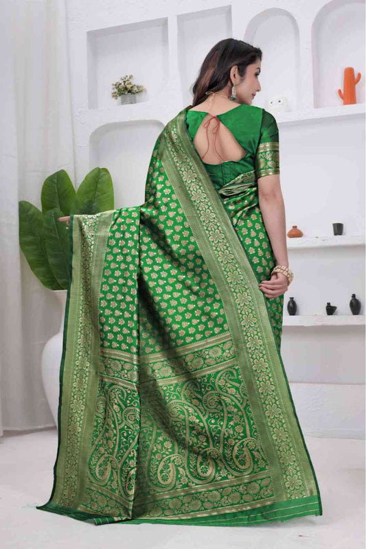 Parot Banarasi Soft Silk Saree for Women with Rich Zari Jacquard Weaving | Daily Wear - Blouse Piece Included (Copy)