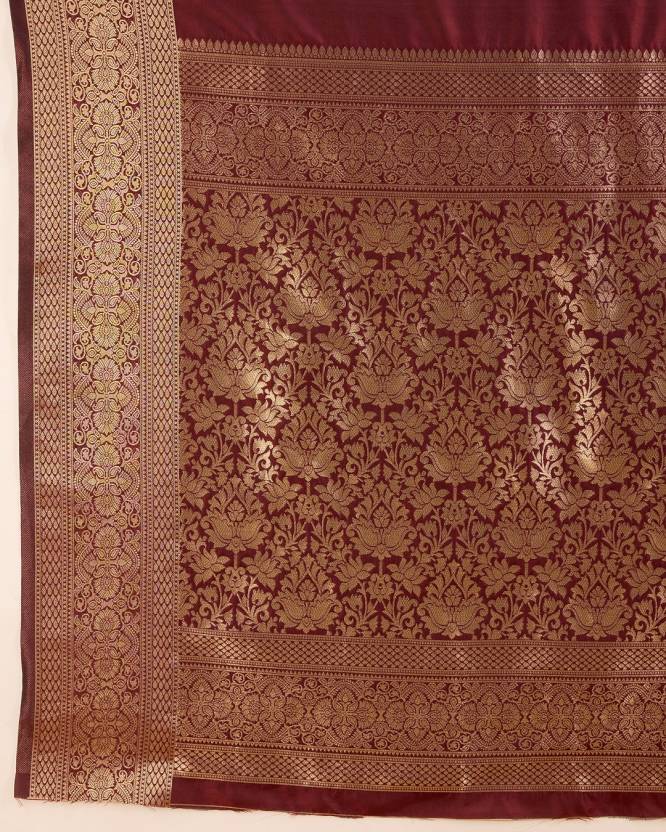 Maroon Kanjivaram Silk Saree with Rich Golden Zari Border & Pallu