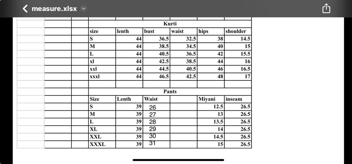 Size Chart